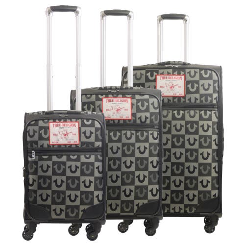 TRUE RELIGION TRUE RELIGION SOFT SIDED 3 PC CHECKERED SPINNER LUGGAGE SET