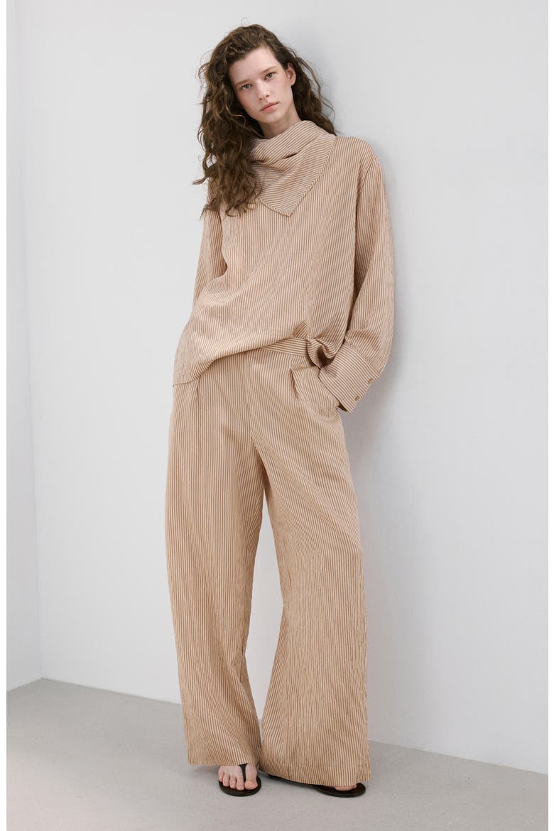 Stripe Straight Leg Pants, Alternate, color, BROWN