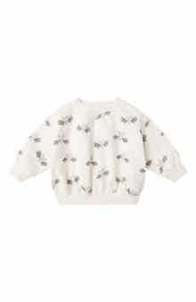 Allover Bat Print Relaxed Fleece Sweatshirt