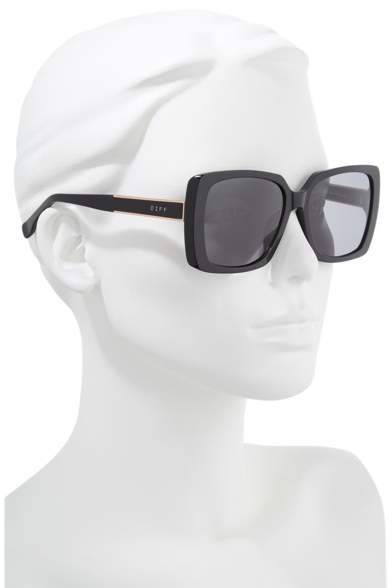 Sophie 52mm Polarized Sunglasses, Alternate, color, BLACK/ GREY