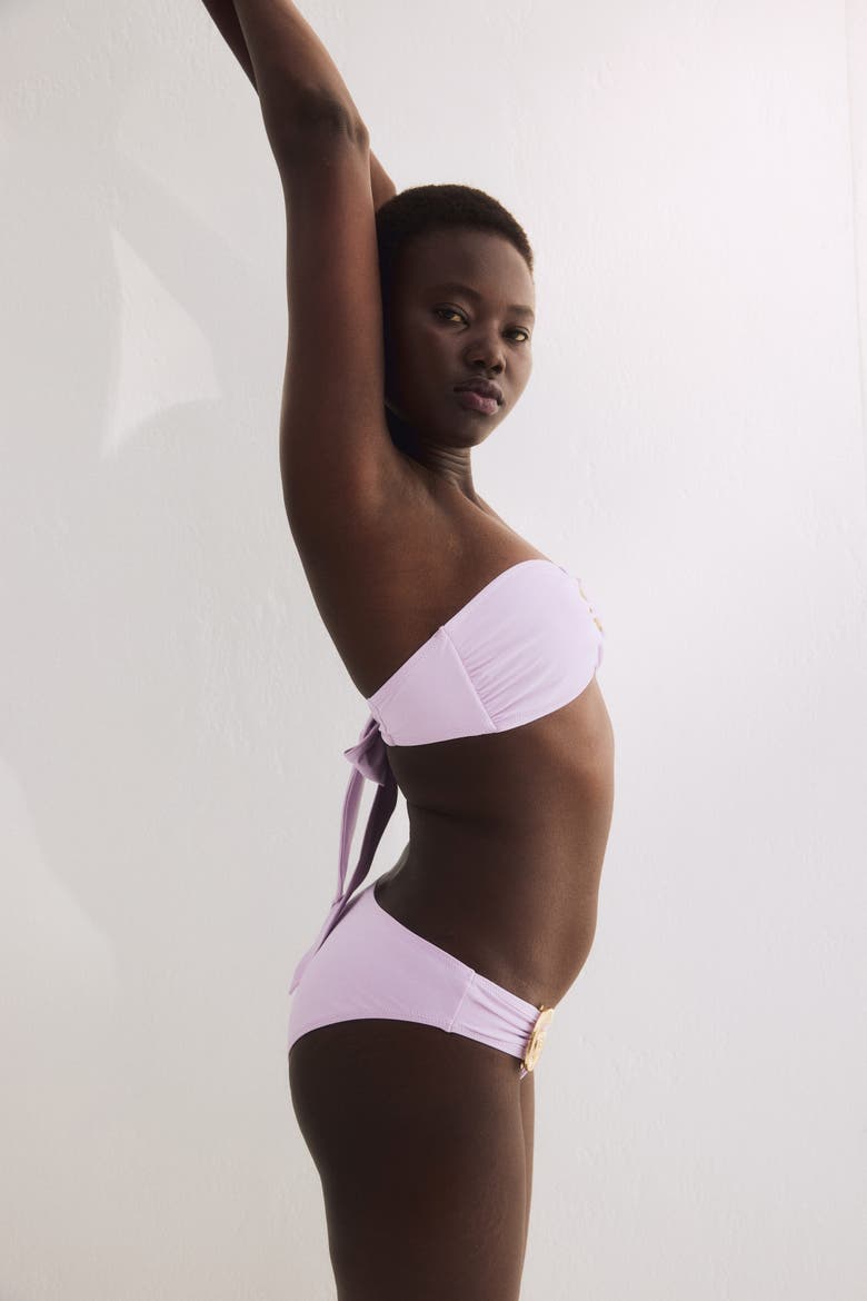 Padded Bandeau Bikini Top, Alternate, color, Light purple