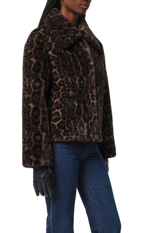 Apparis Elis Leopard Pattern Pluche™ Faux Fur Coat In Brown