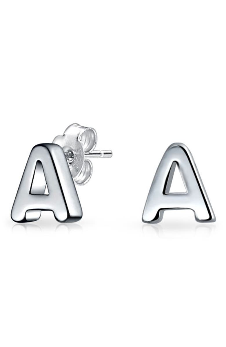 BLING JEWELRY Capital ABC Minimalist Stud Earrings, Main, color, 