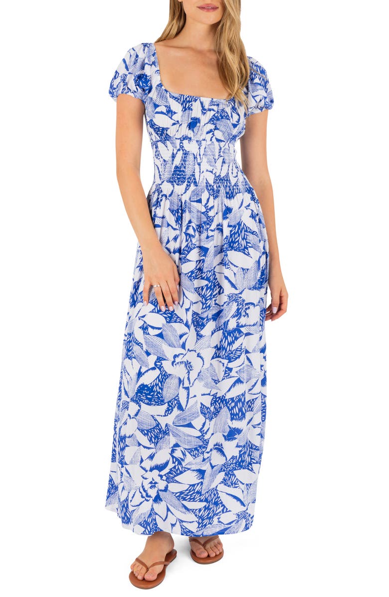 Hurley Paloma Floral Print Maxi Dress, Main, color, Hydro