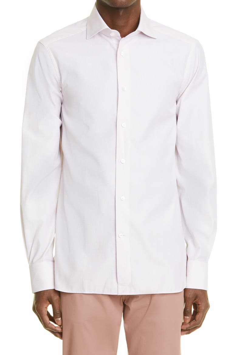 Trofeo™ Microcheck Cotton Button-Up Shirt, Main, color, BR PNKSTRP