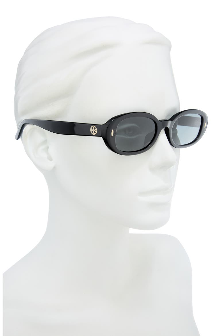 52mm Oval Sunglasses, Alternate, color, BLACK / DARK GREY