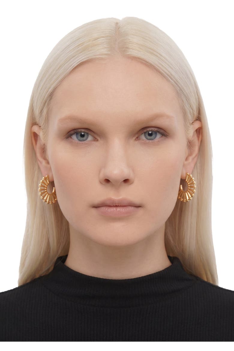 Samrita Fan Post Earrings, Alternate, color, Gold
