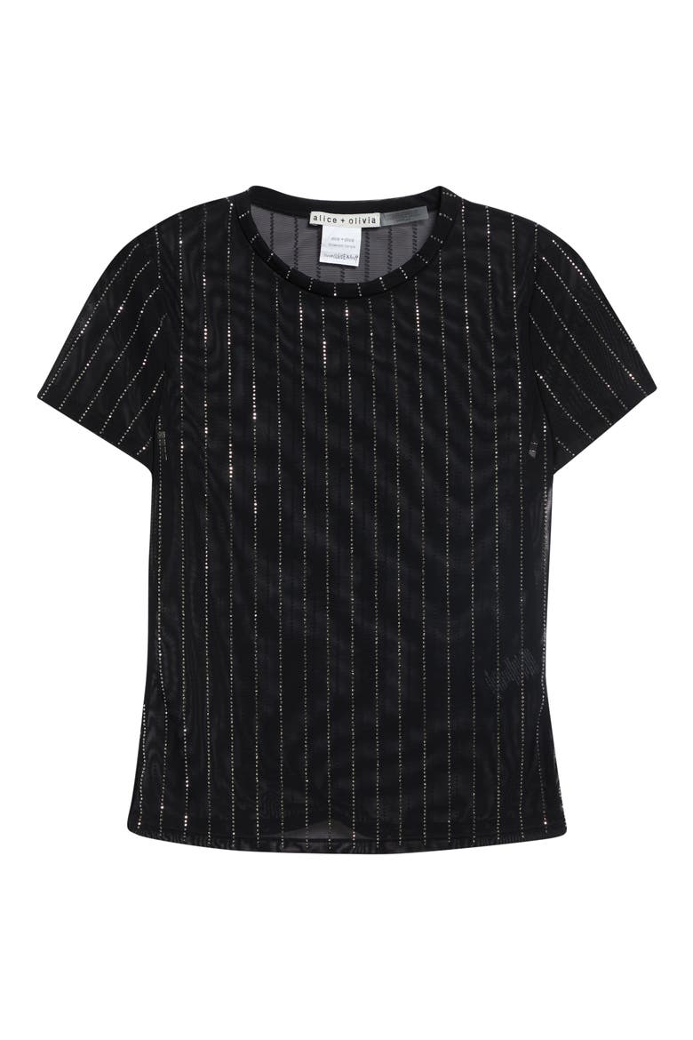 Tess Embellished Mesh T-Shirt, Alternate, color, BLACK/ CLEAR CRYSTAL