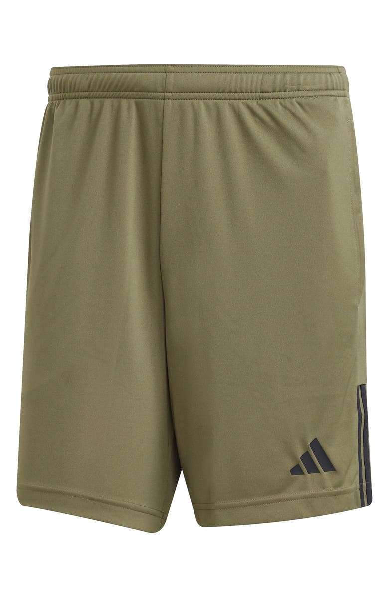 adidas Sereno 3-Stripes Shorts, Alternate, color, Olive Strata/ Black