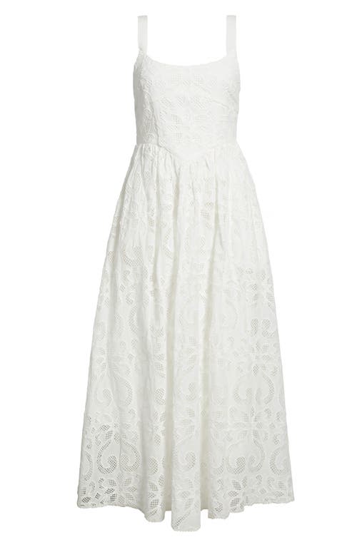 Saylor Maryl Open Stitch Sleeveless Maxi Dress In White