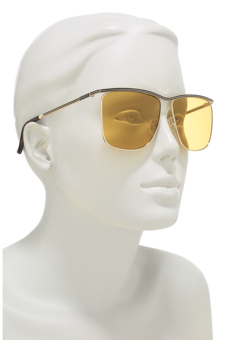 62mm Square Sunglasses, Alternate, color, GOLD GOLD BROWN