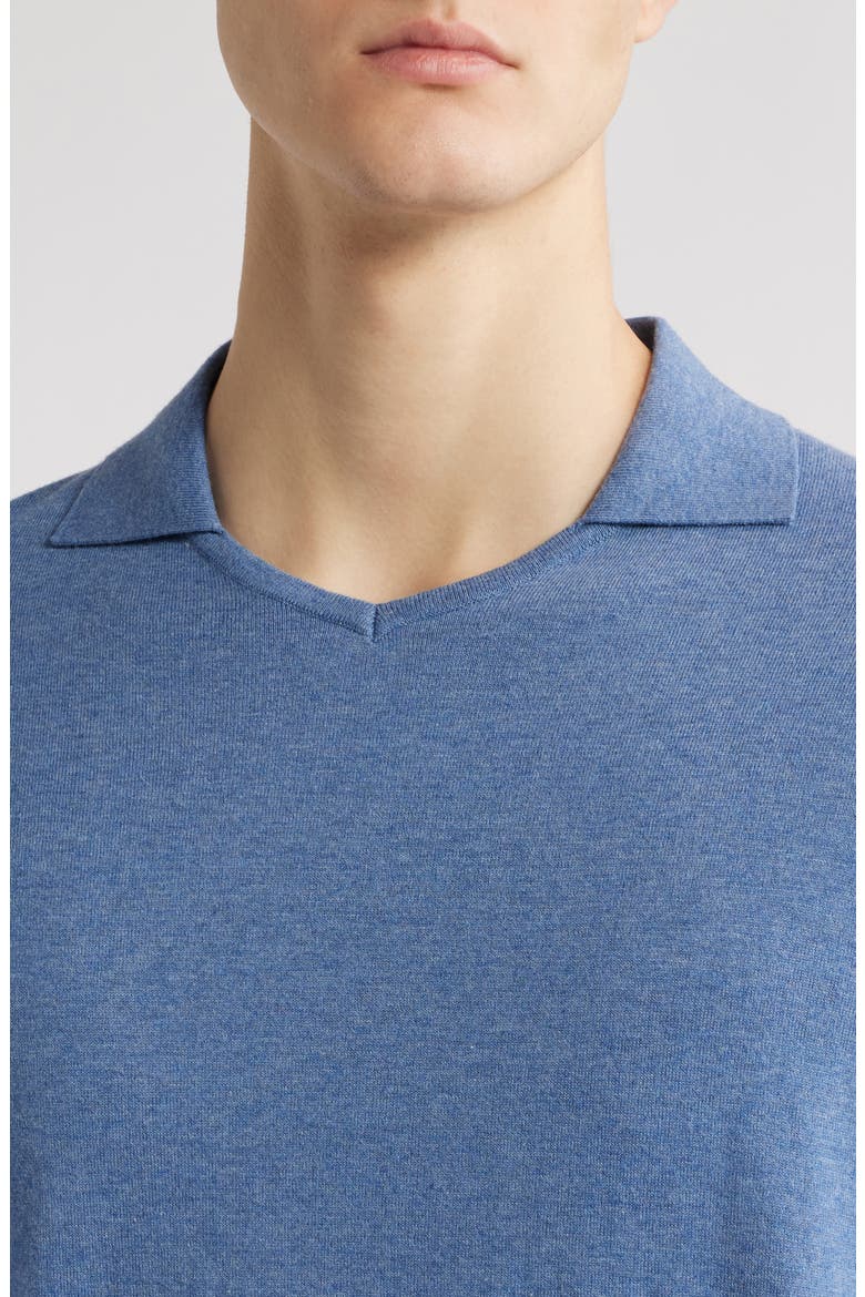 Short Sleeve Johnny Collar Polo Sweater, Alternate, color, DENIM