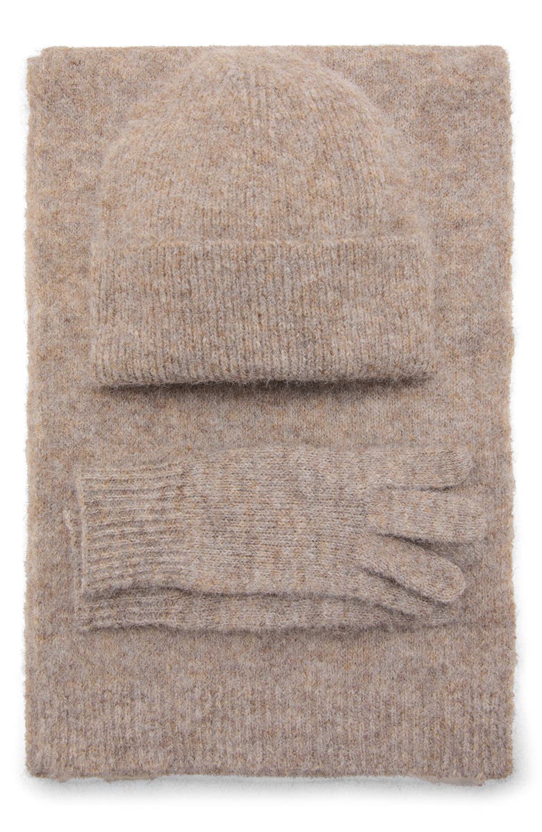 MANGO Knit Fringe Scarf, Alternate, color, Medium Brown