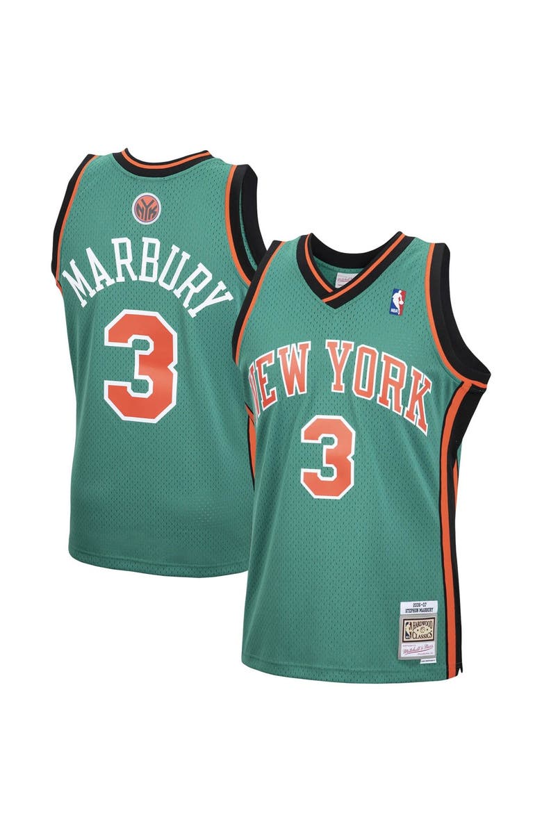 Mitchell & Ness Men's Mitchell & Ness Stephon Marbury Green New York Knicks 2006/07 Hardwood Classics Swingman Jersey, Alternate, color, 