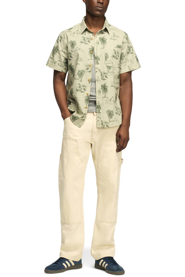 San Gabriel Floral Short Sleeve Shirt, Alternate, color, GREEN PRINT