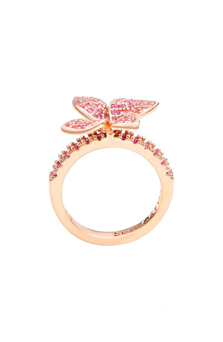 SUZY LEVIAN Pink Sapphire Flower with Diamond Accent Ring, Alternate, color, Pink