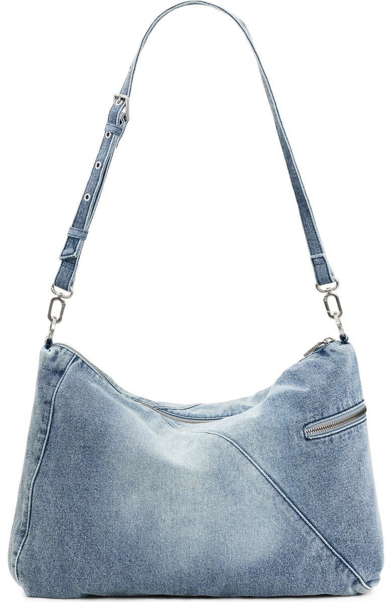 Desigual Logo Embossed Denim Shoulder Bag, Alternate, color,