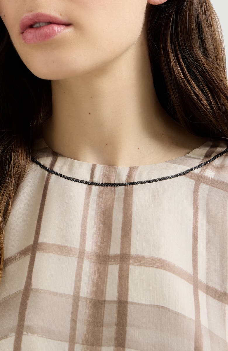 Brunello Cucinelli Macrocheck print T-shirt, Alternate, color, White