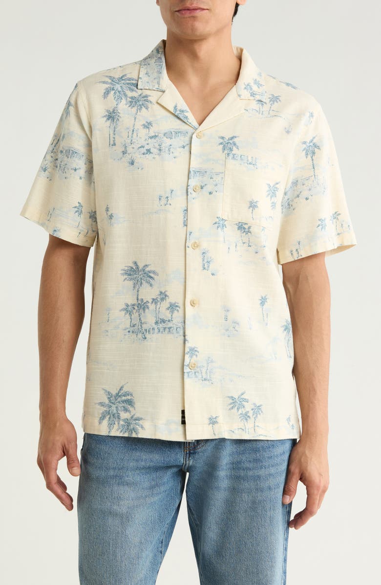Lucky Brand Scenic Print Camp Shirt, Main, color, Natural Multi Print