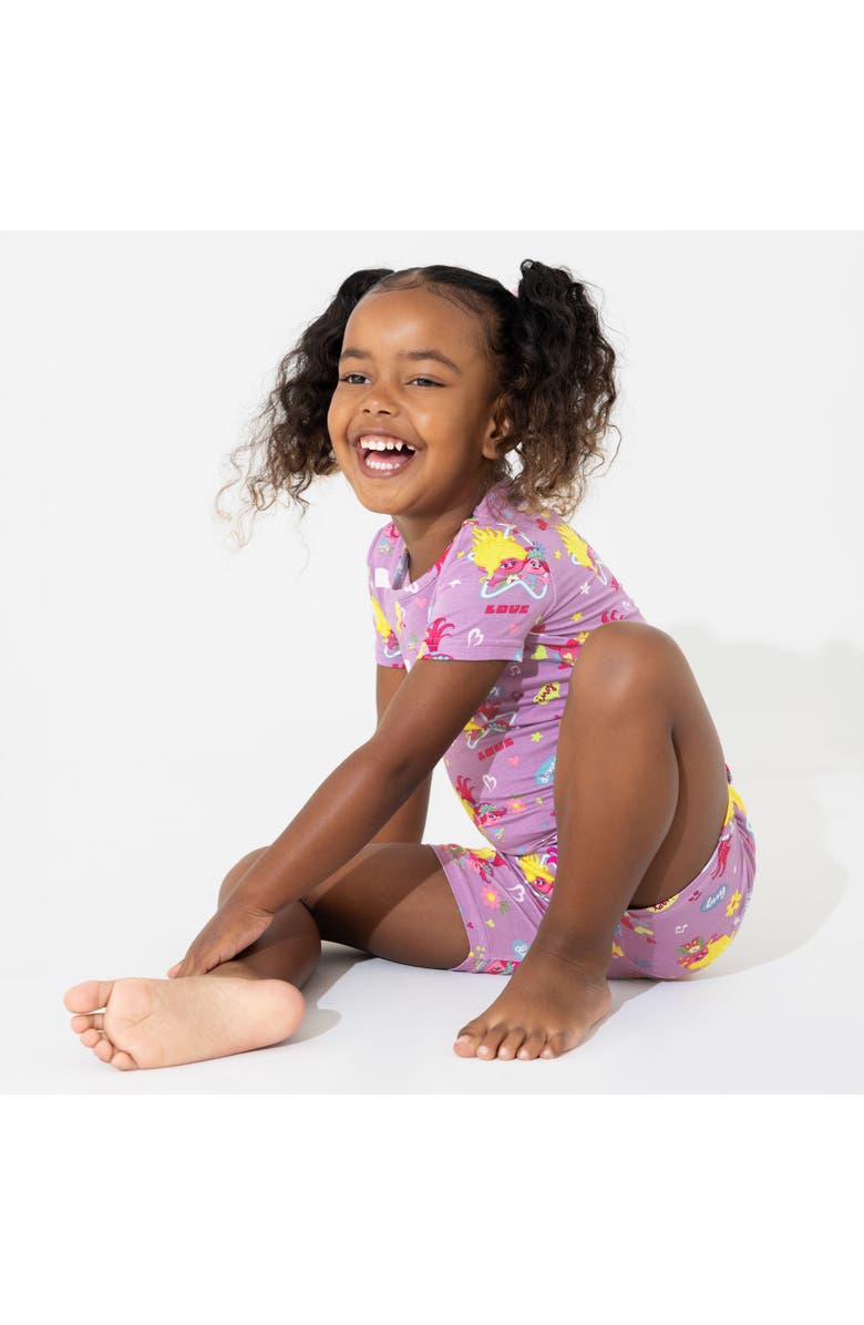 Bellabu Bear Trolls Valentine's Kids 2-Piece Short Sleeve & Shorts Pajama Set, Alternate, color, Trolls Valentine's