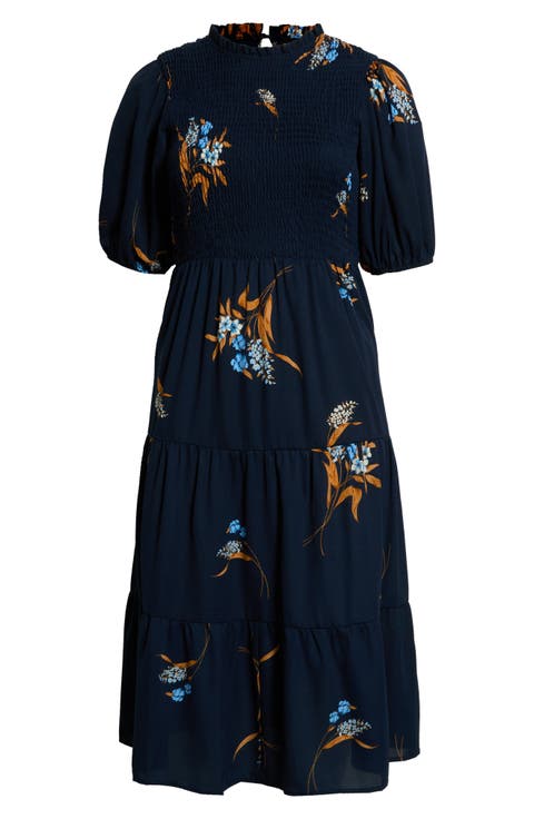 Dusk Bloom Floral Smocked Tiered Dress