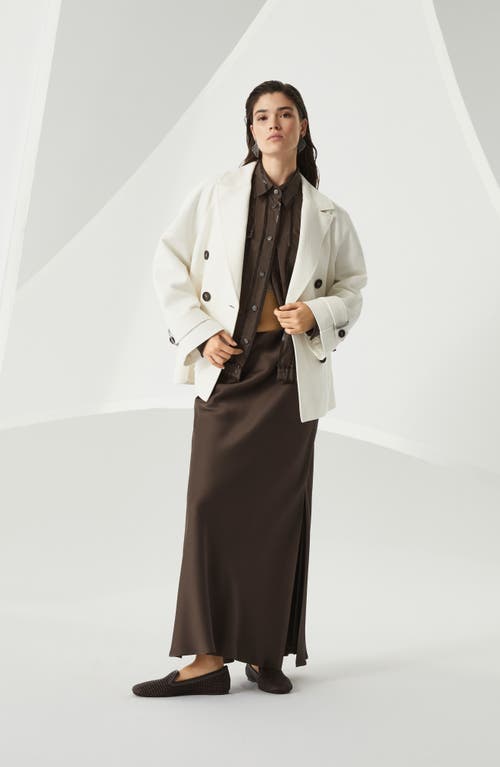 Brunello Cucinelli Cady Satin Fluid Bias-cut Skirt In Cocoa