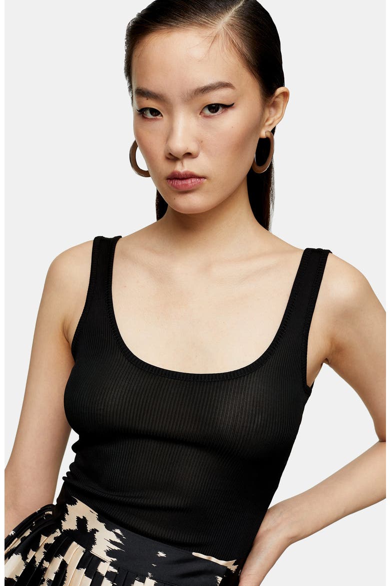 Ribbed Tank Top, Alternate, color, BLACK