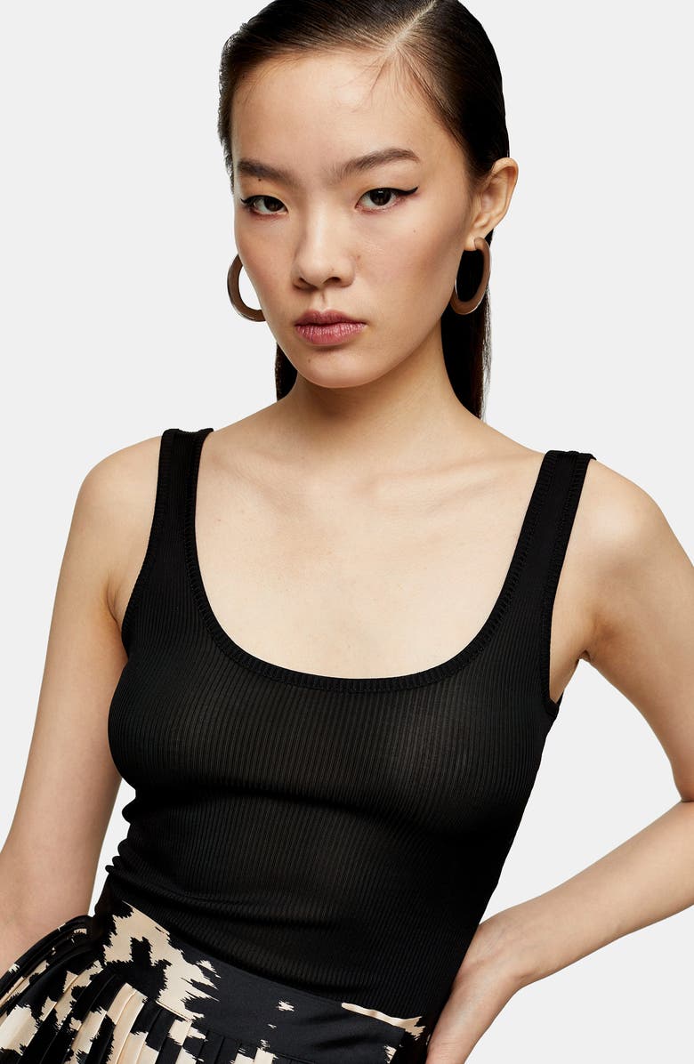 Topshop Boutique Ribbed Tank Top, Alternate, color, 