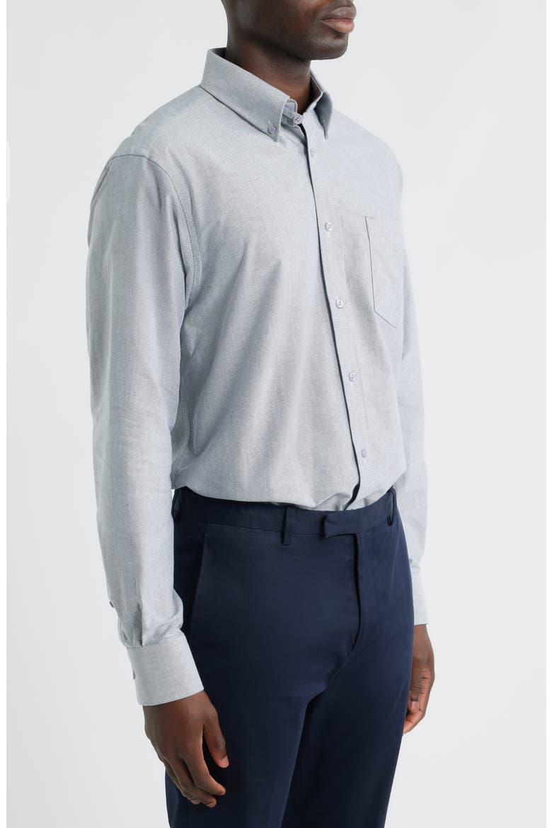Regular Fit Solid Cotton Button-Down Oxford Shirt, Alternate, color, BLACK