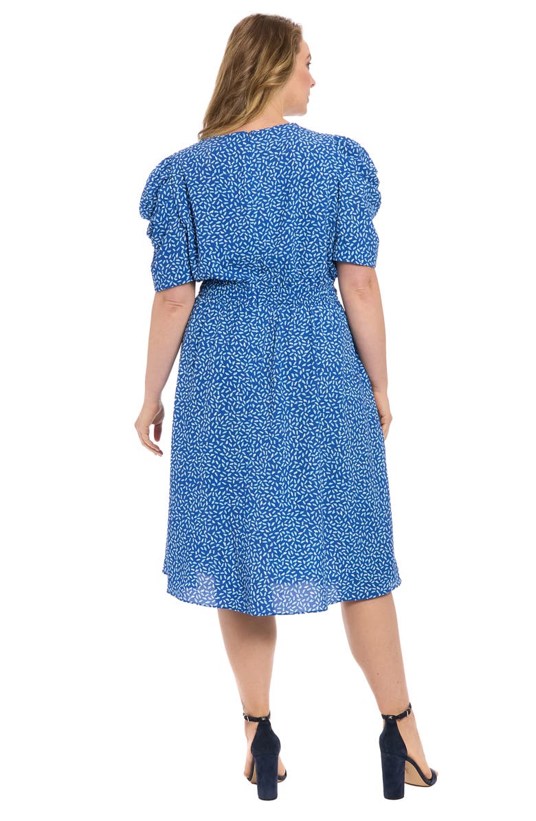 London Times Short Sleeve Midi Dress, Alternate, color, Blue/ Aqua
