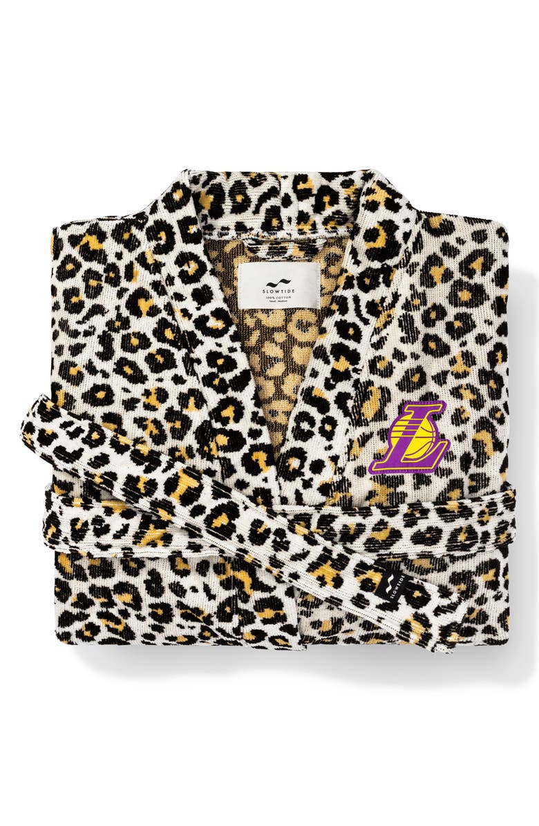 Slowtide Lakers Cheetah Print Robe, Alternate, color, Natural