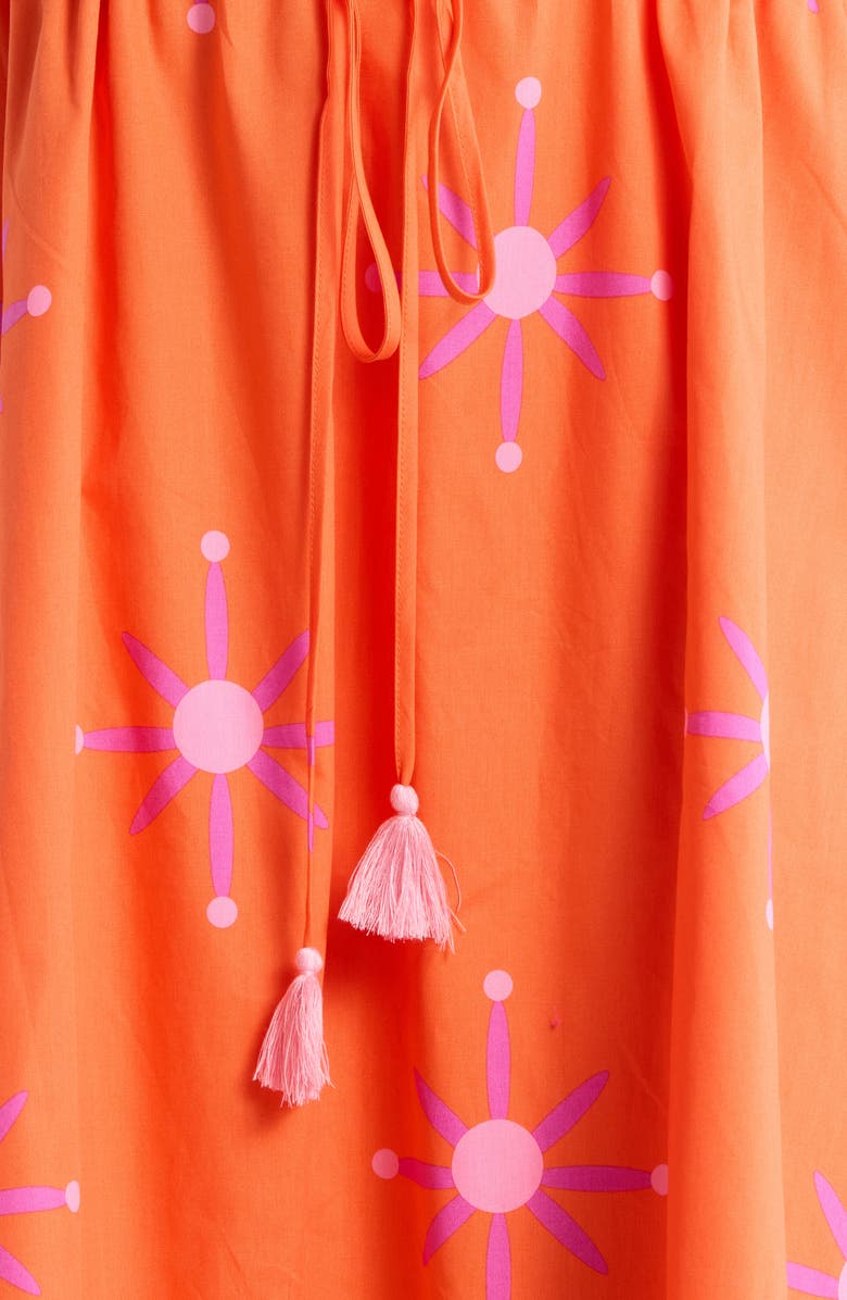 SUGARLIPS Karani Starburst Flutter Sleeve Tie Waist Midi Dress, Alternate, color, Orange-Fuchsia