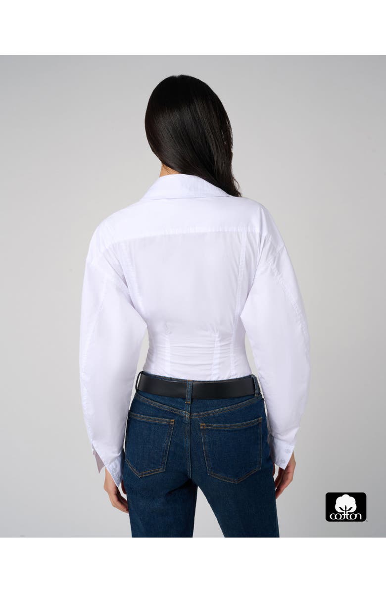 WeWoreWhat Balloon Sleeve Button Up Bodysuit, Alternate, color, White