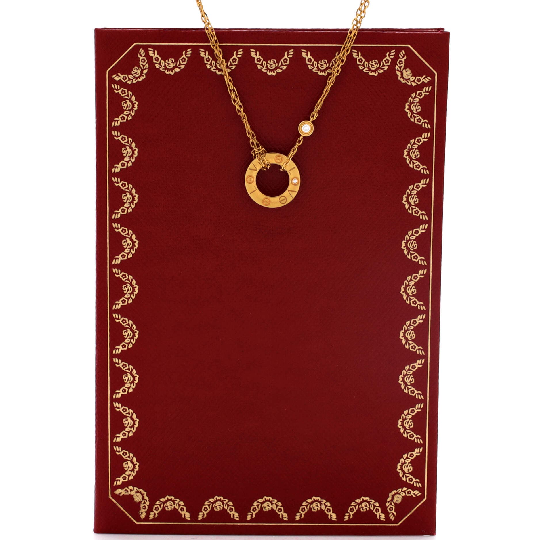 2 Diamonds Love Pendant Necklace 18K Yellow Gold and Diamonds, Alternate, color, Metallic Gold