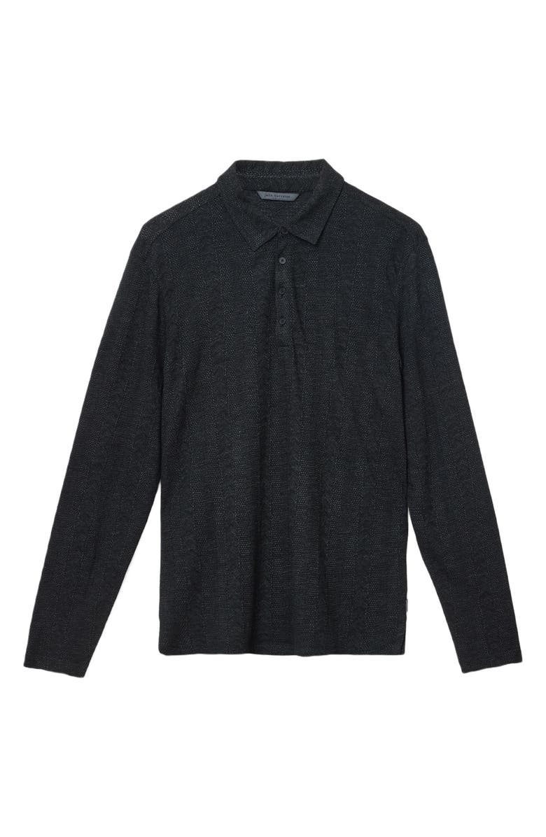John Varvatos Jalen Three Color Marl Jacquard Long Sleeve Polo, Alternate, color, Black