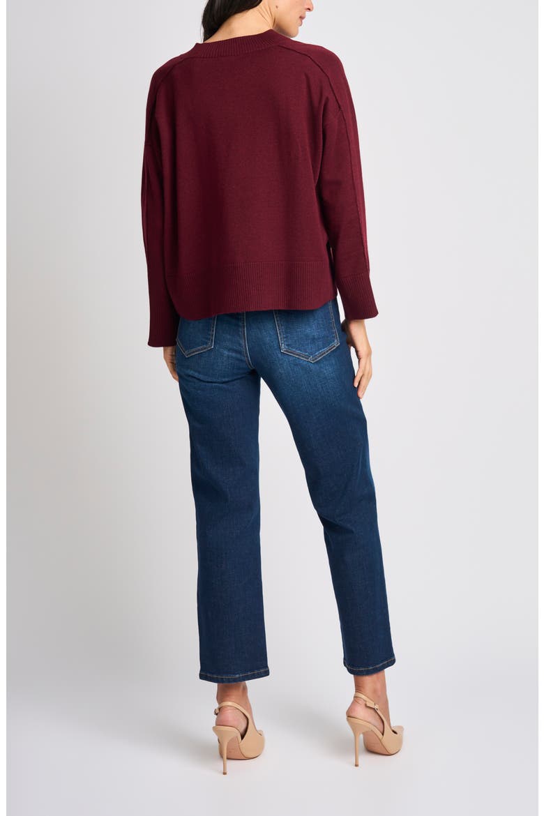 V-Neck Sweater, Alternate, color, RICH BURGUNDY