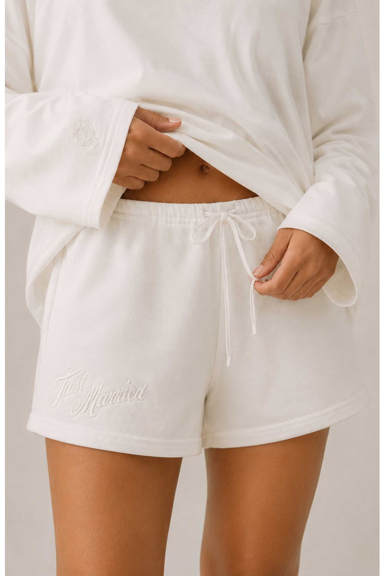 Just Married Shorts, Alternate, color, White
