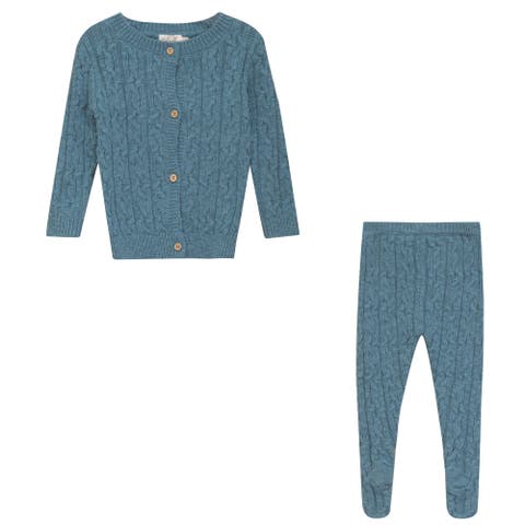 Boy Mix Cable Knit Long Sleeve Top and Leggings Set