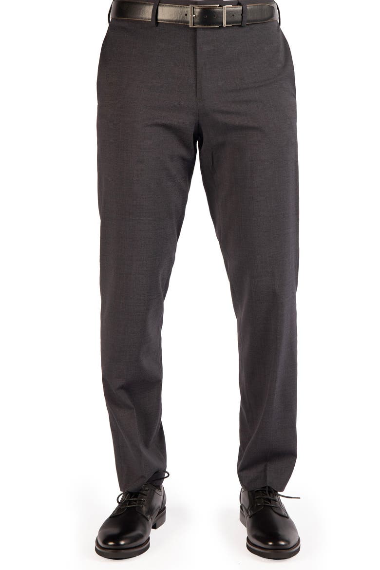 Textured Grid Melange Dress Pants, Main, color, CHARCOAL