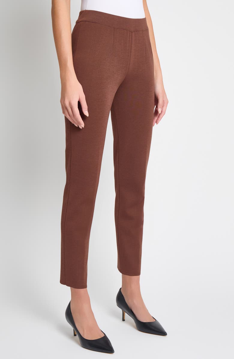 Misook Nancy Slim Leg Knit Pants, Alternate, color, Truffle