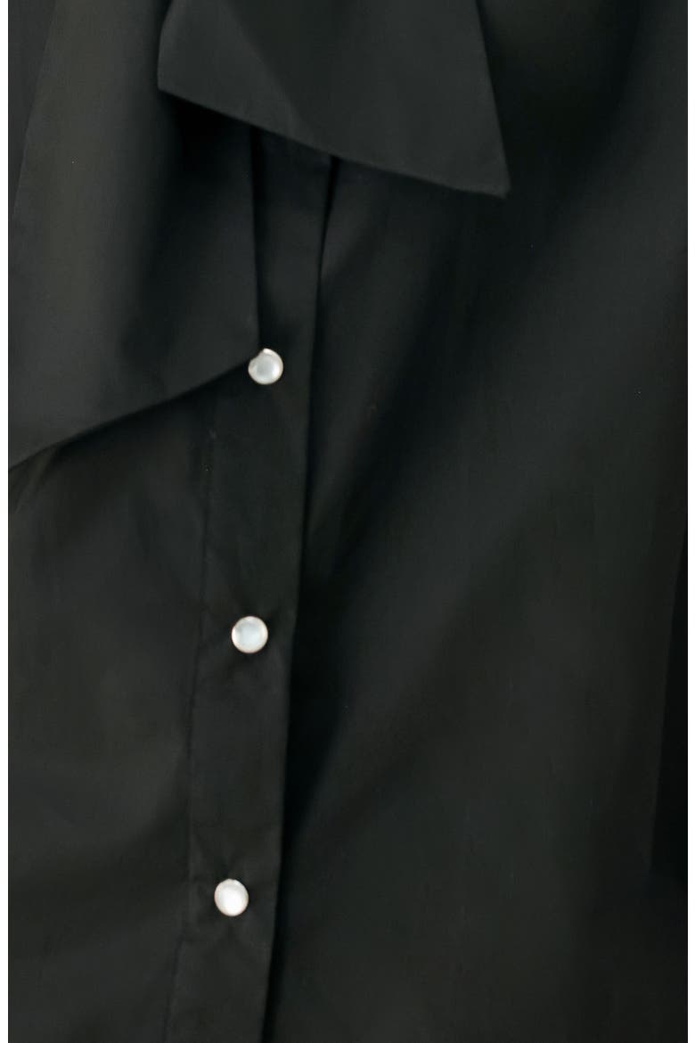 Tie Neck Sleeveless Cotton Shirt, Alternate, color, BLACK