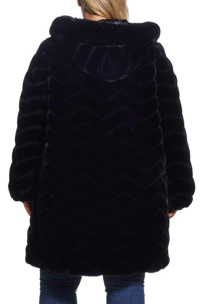 Hooded Faux Fur Jacket, Alternate, color, BLACK