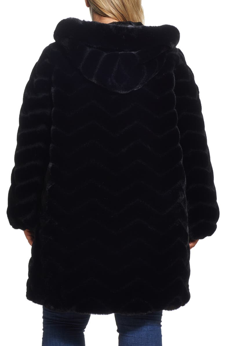 Gallery Hooded Faux Fur Jacket, Alternate, color, Black
