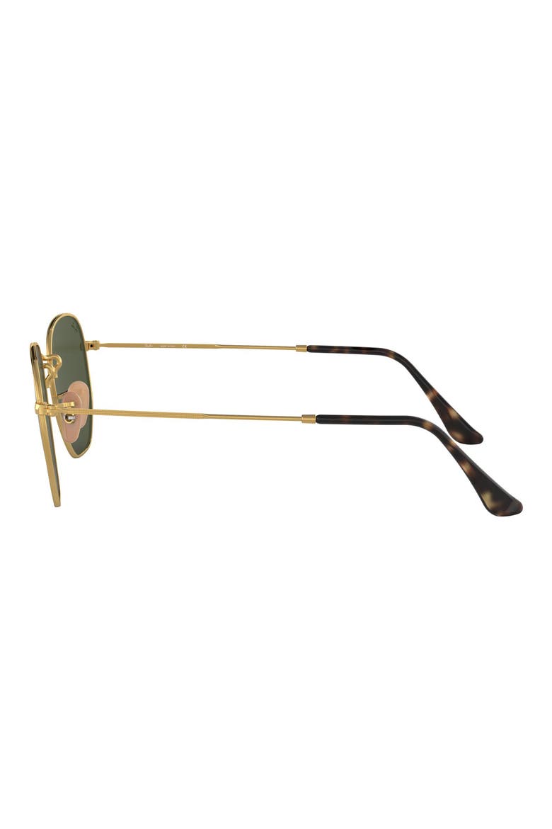 48mm Hexagonal Flat Lens Sunglasses, Alternate, color, GOLD GREEN