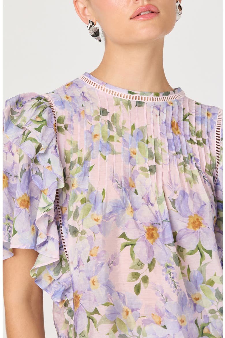 Kinley Flutter Sleeve Top, Alternate, color, LILAC FLORAL