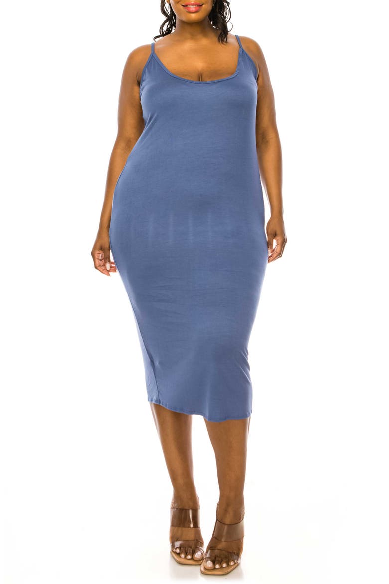 Jennie Stretch Midi Body-Con Dress, Main, color, INDIGO