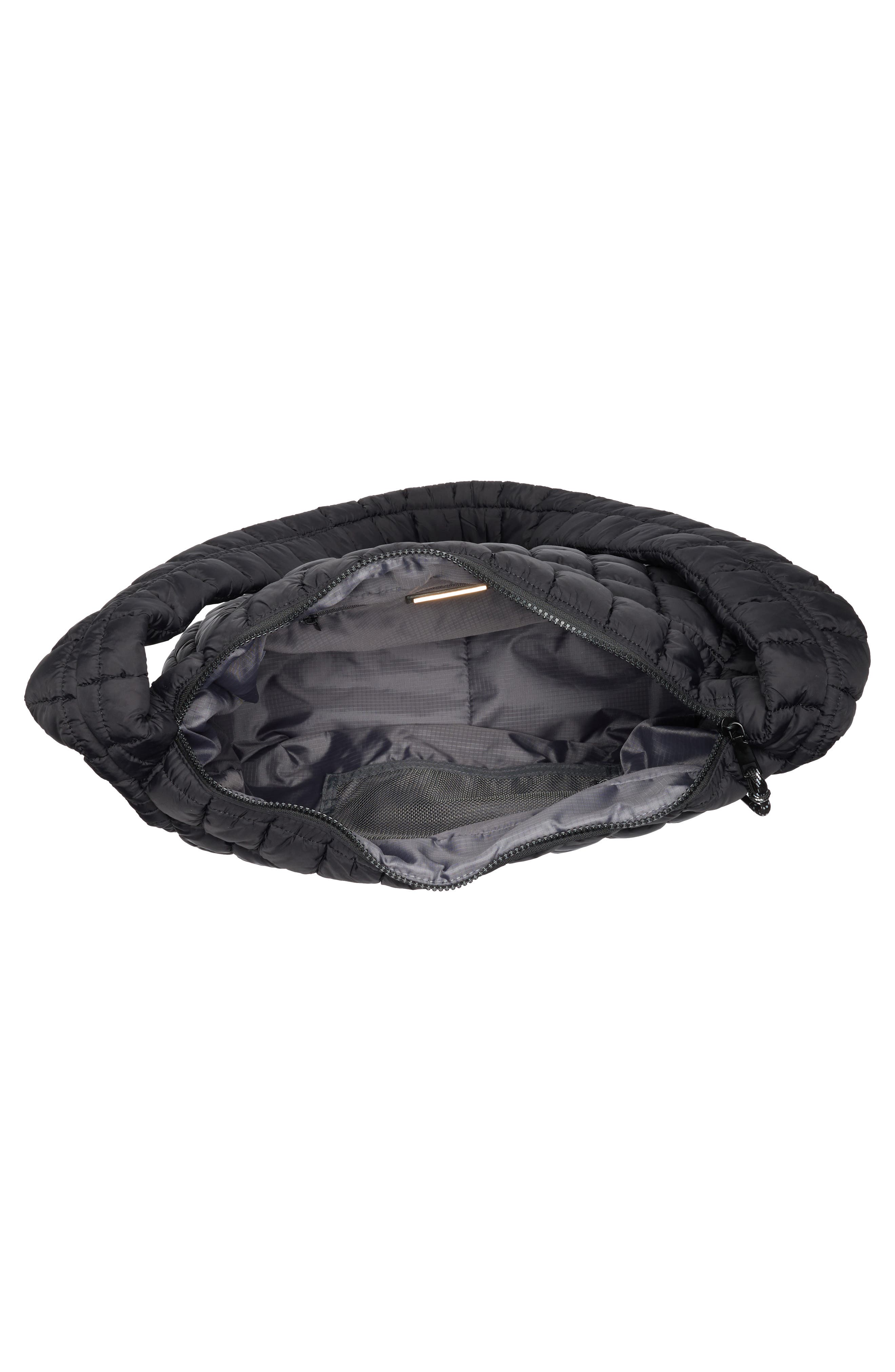 URBAN EXPRESSIONS HANDBAGS Oversize Square Quilt Nylon Hobo Bag, Alternate, color, Black