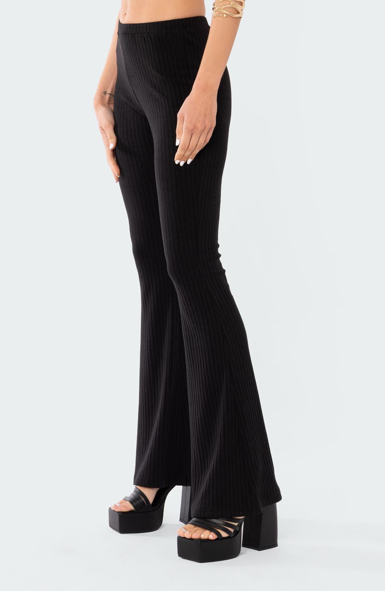 EDIKTED Dekota Ribbed Flare Pants, Alternate, color, 