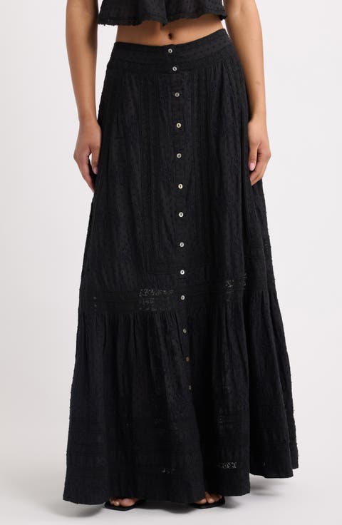 Araminta Lace Clip Dot Maxi Skirt