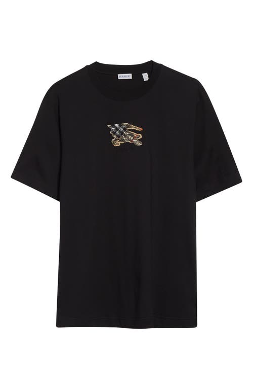 Burberry Equestrian Knight-check Cotton T-shirt In Black